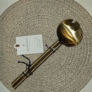 New Hearth And Hand 2 Piece Brass Finish Salad Fork And Spoon Serving Set